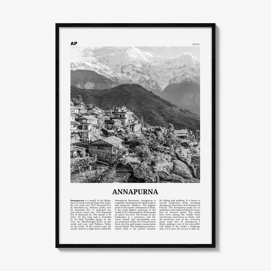 Annapurna Print Black and White, Annapurna Wall Art, Annapurna Poster, Annapurna Photo, Nepal