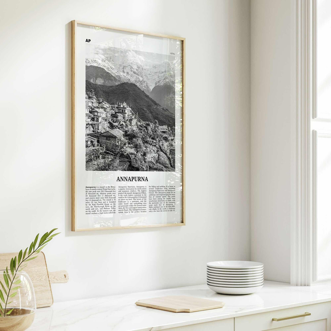 Annapurna Print Black and White, Annapurna Wall Art, Annapurna Poster, Annapurna Photo, Nepal