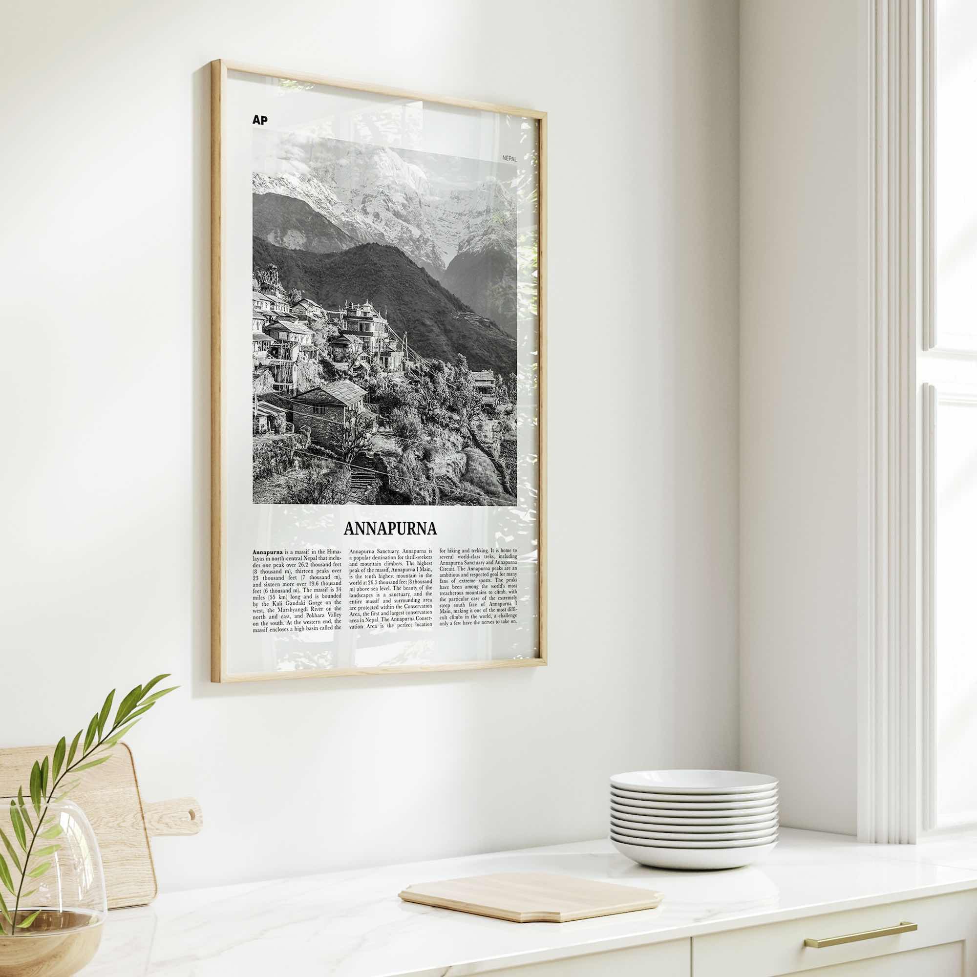 Annapurna Print Black and White, Annapurna Wall Art, Annapurna Poster, Annapurna Photo, Nepal