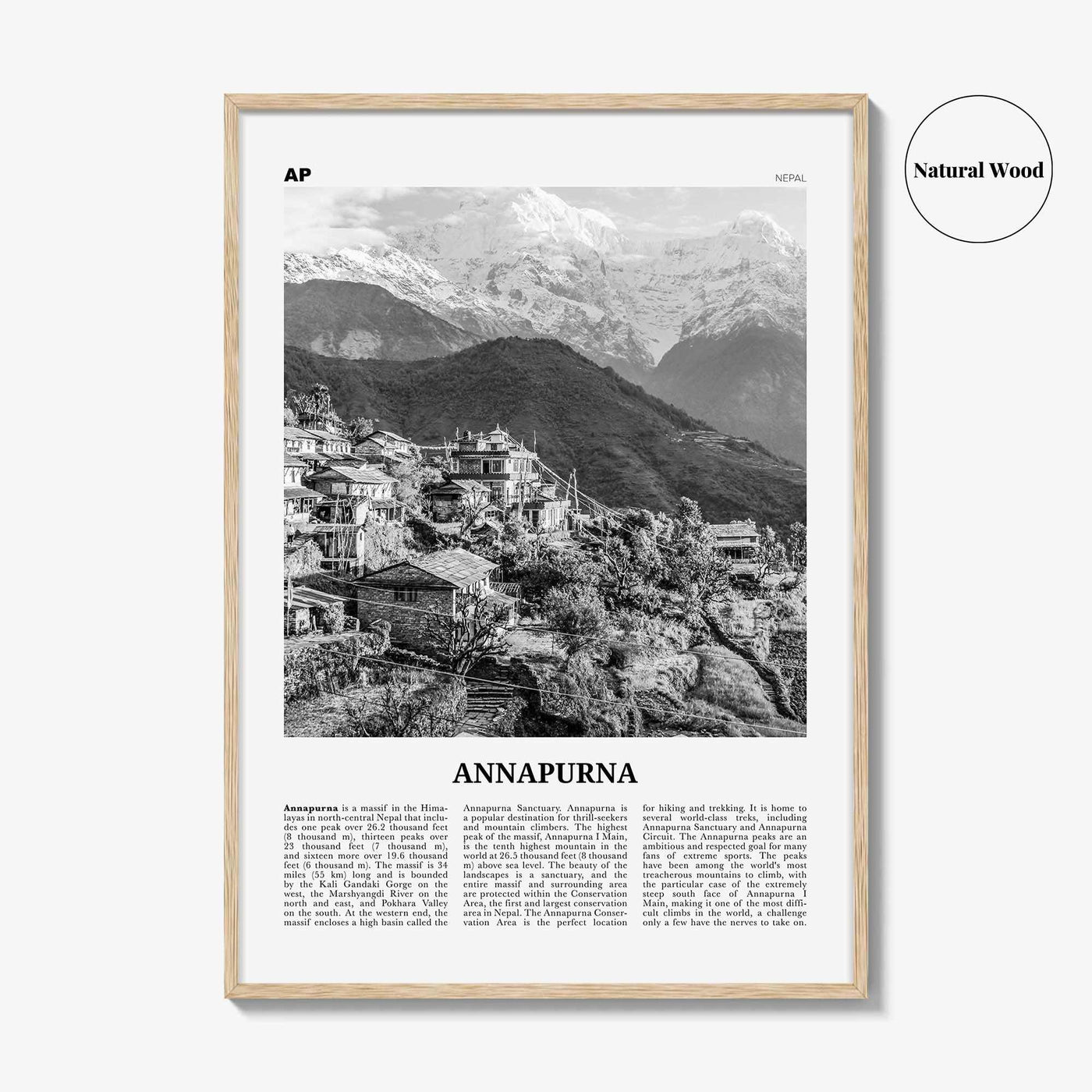 Annapurna Print Black and White, Annapurna Wall Art, Annapurna Poster, Annapurna Photo, Nepal