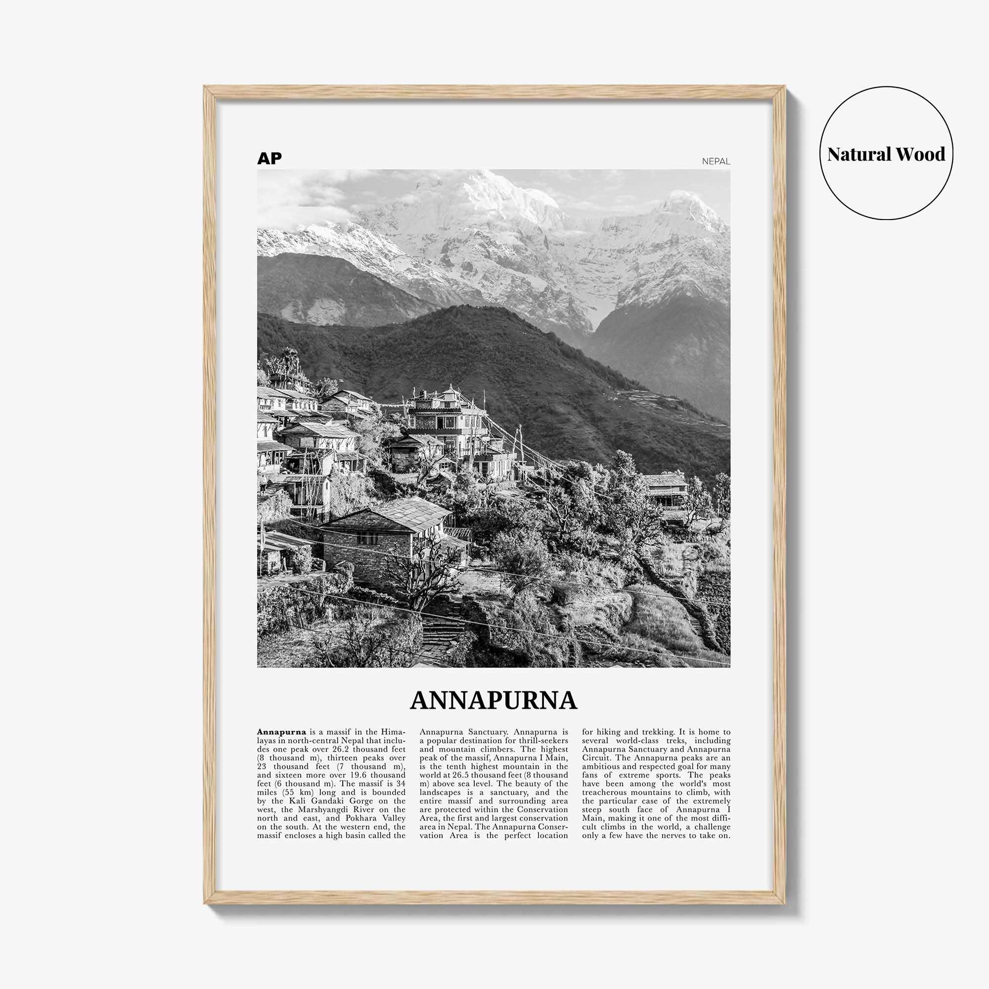Annapurna Print Black and White, Annapurna Wall Art, Annapurna Poster, Annapurna Photo, Nepal