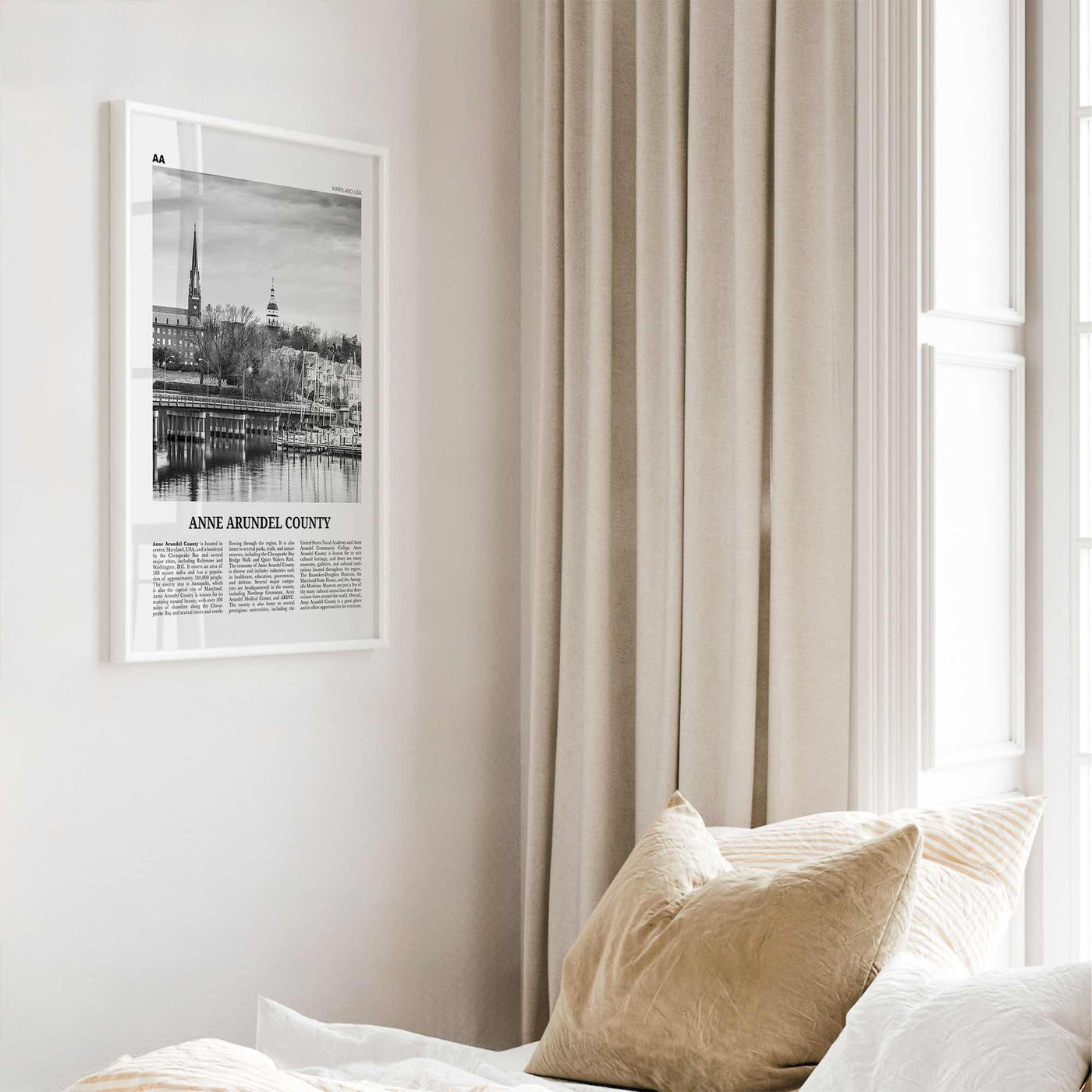 Anne Arundel County Print Black and White, Anne Arundel County Wall Art, Anne Arundel Poster, Photo, Anne Arundel Wall Décor, Anne Map