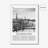 Anne Arundel County Print Black and White, Anne Arundel County Wall Art, Anne Arundel Poster, Photo, Anne Arundel Wall Décor, Anne Map