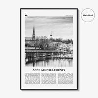 Anne Arundel County Print Black and White, Anne Arundel County Wall Art, Anne Arundel Poster, Photo, Anne Arundel Wall Décor, Anne Map