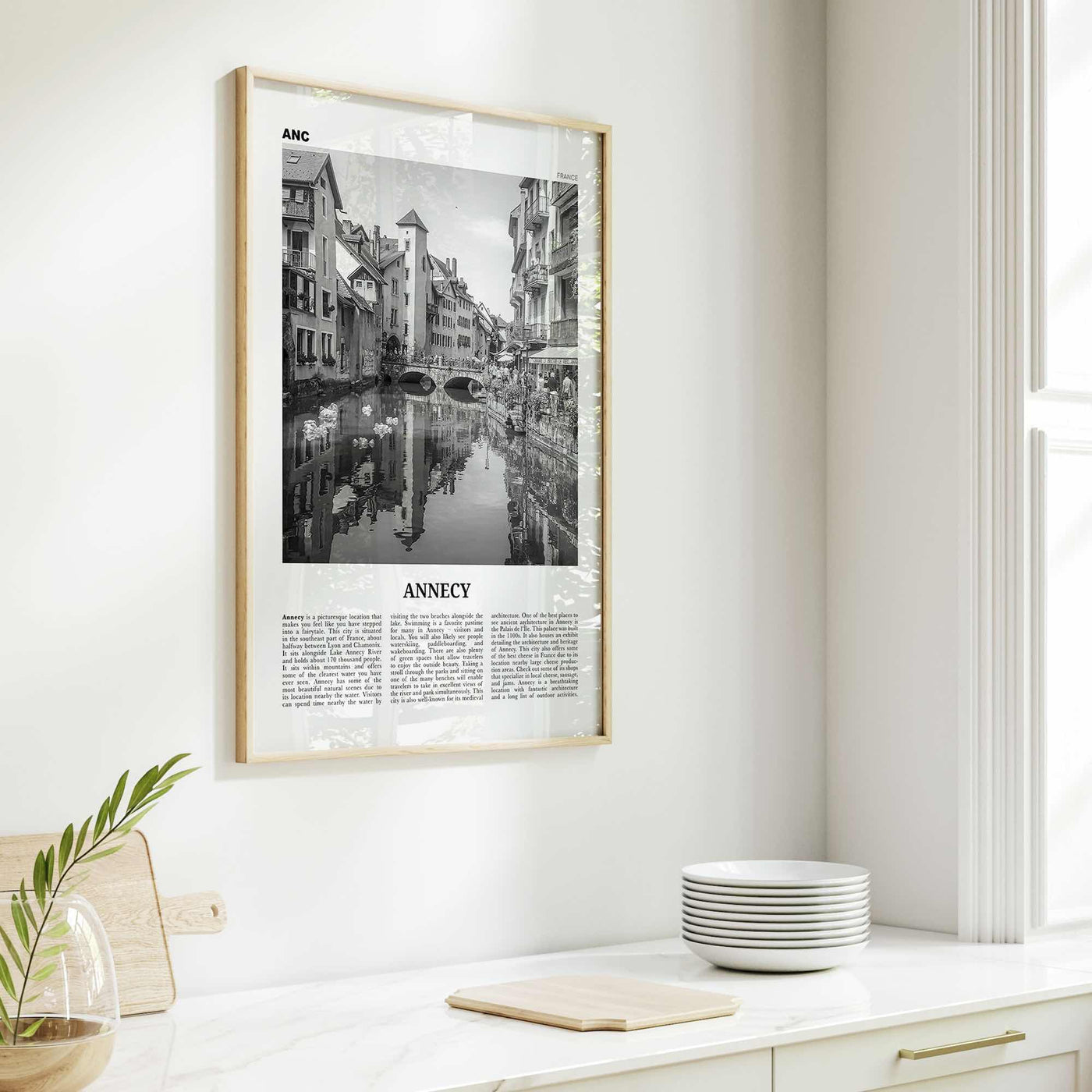 Annecy Print Black and White, Annecy Wall Art, Annecy Poster, Annecy Photo, Annecy Wall Décor, Annecy Map, France