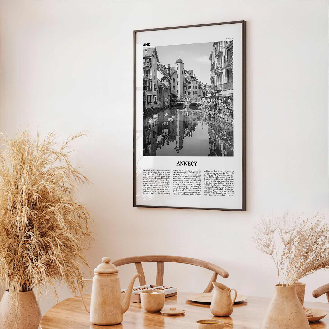 Annecy Print Black and White, Annecy Wall Art, Annecy Poster, Annecy Photo, Annecy Wall Décor, Annecy Map, France