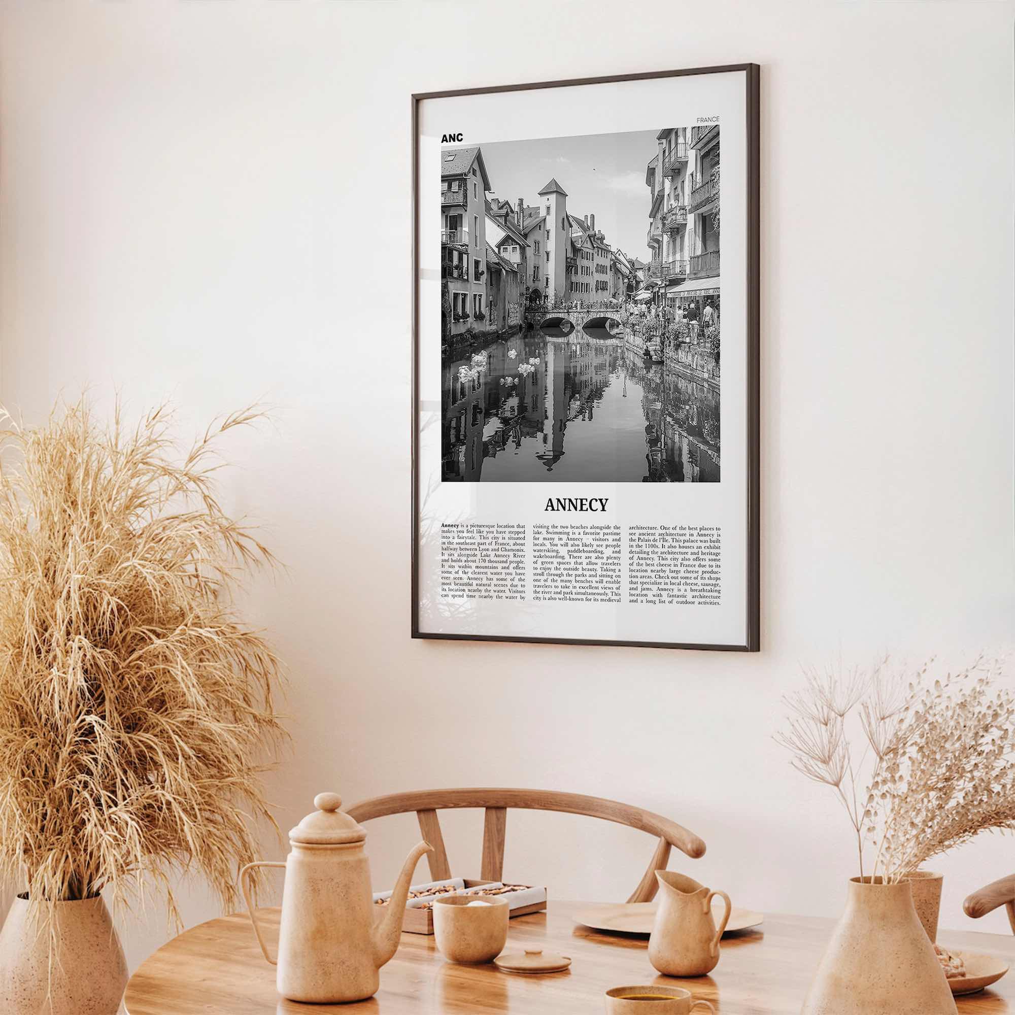 Annecy Print Black and White, Annecy Wall Art, Annecy Poster, Annecy Photo, Annecy Wall Décor, Annecy Map, France