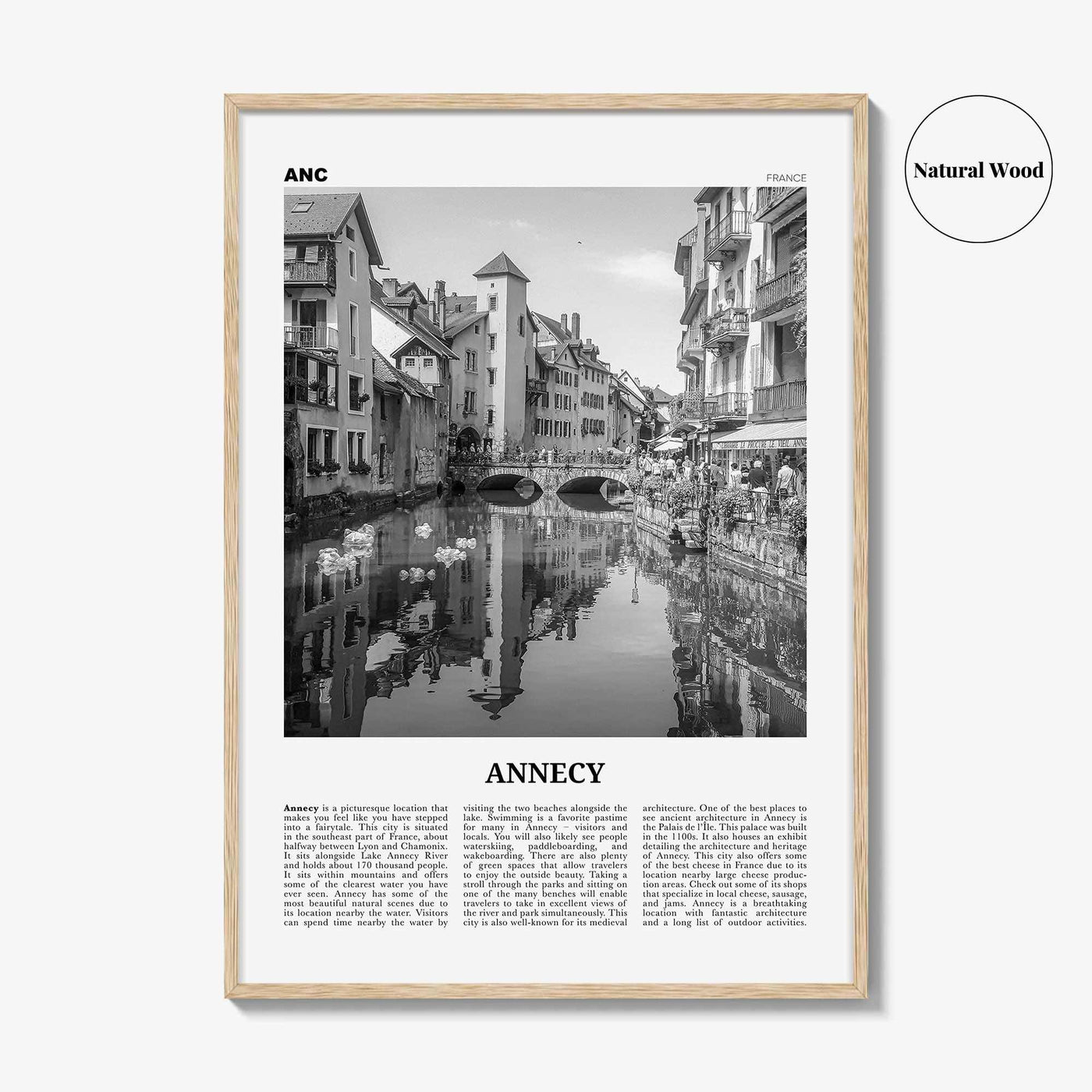 Annecy Print Black and White, Annecy Wall Art, Annecy Poster, Annecy Photo, Annecy Wall Décor, Annecy Map, France