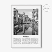 Annecy Print Black and White, Annecy Wall Art, Annecy Poster, Annecy Photo, Annecy Wall Décor, Annecy Map, France