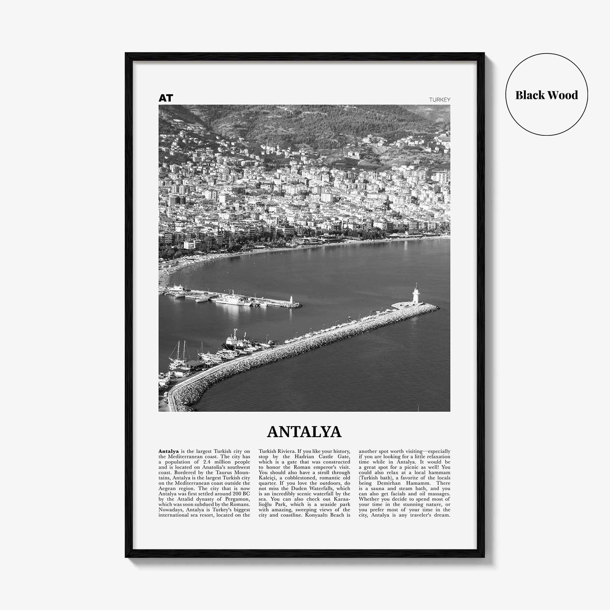 Antalya Print Black and White, Antalya Wall Art, Antalya Poster, Antalya Photo, Antalya Wall Décor, Turkey, Anatolia, Türkiye, Turkish