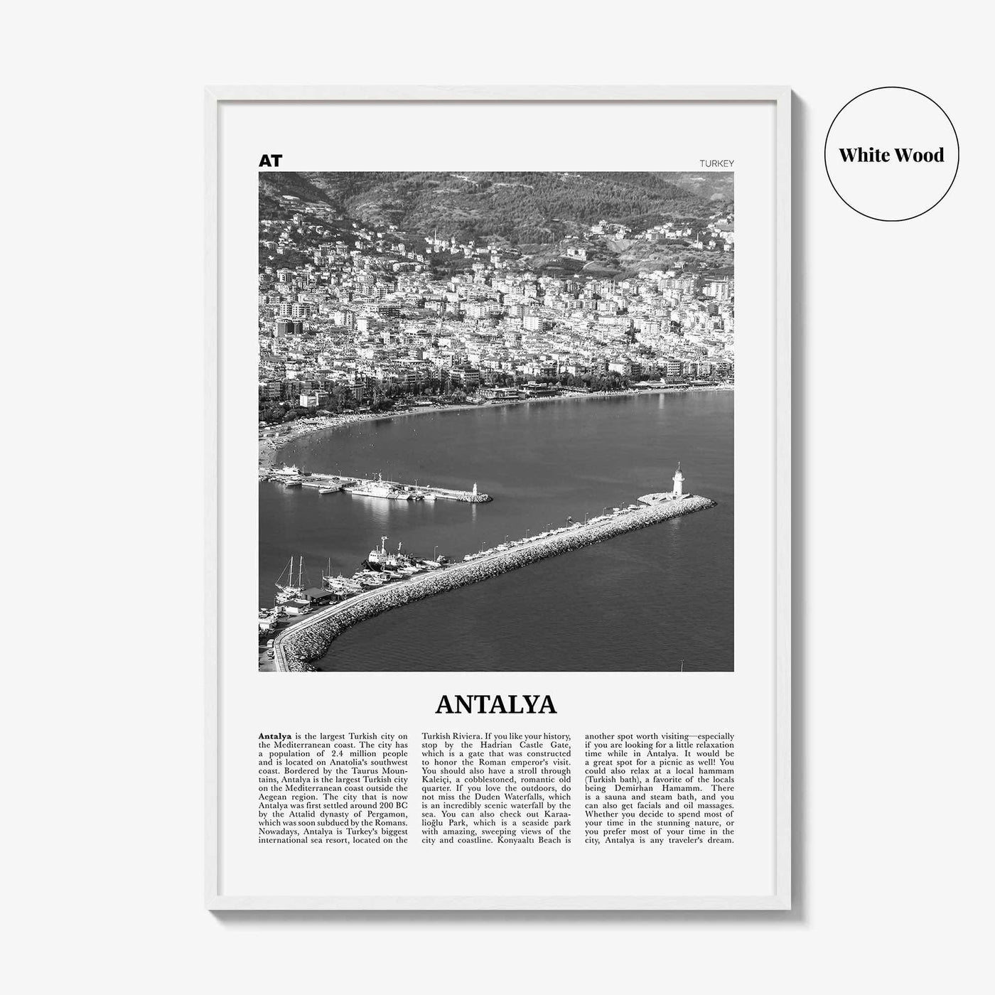 Antalya Print Black and White, Antalya Wall Art, Antalya Poster, Antalya Photo, Antalya Wall Décor, Turkey, Anatolia, Türkiye, Turkish