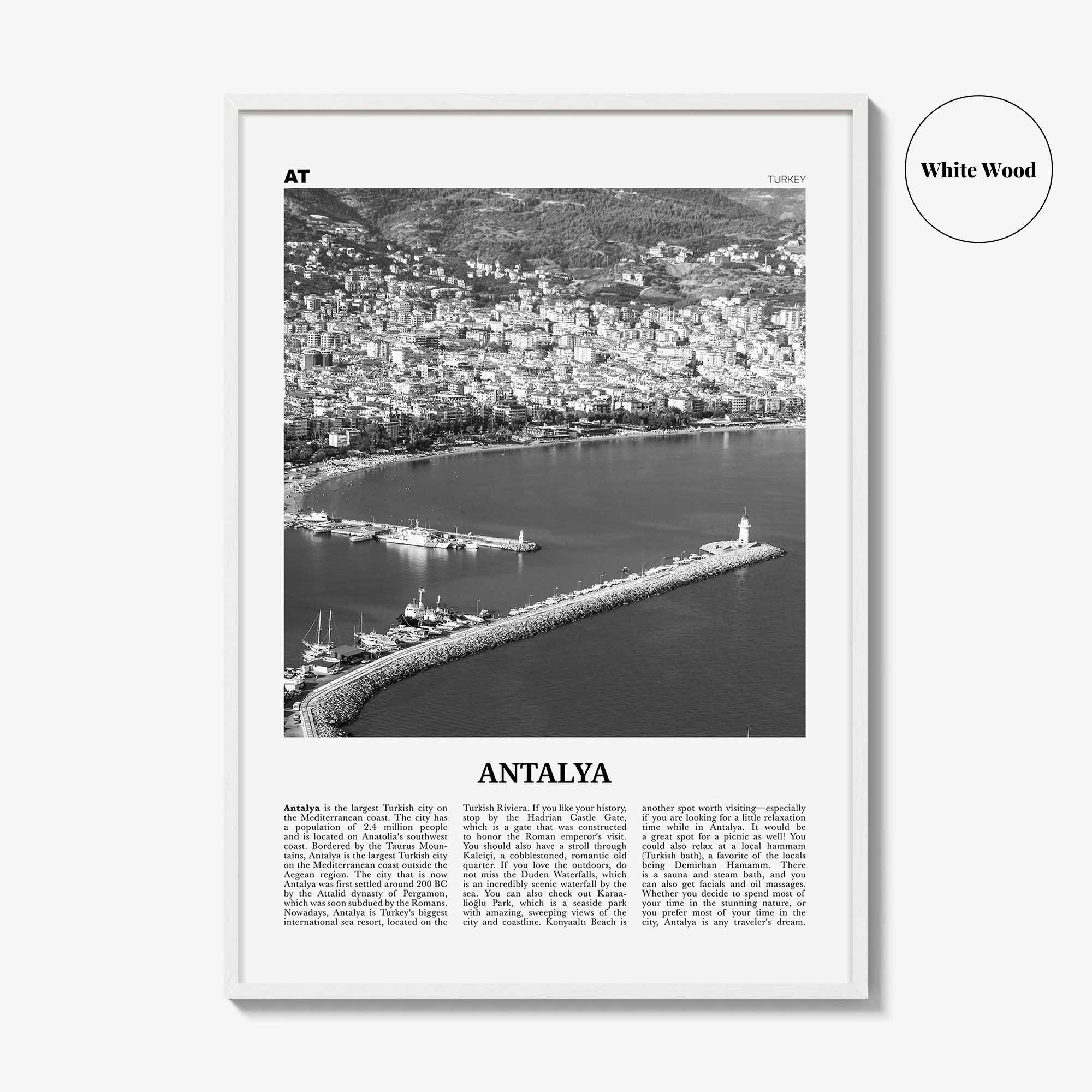 Antalya Print Black and White, Antalya Wall Art, Antalya Poster, Antalya Photo, Antalya Wall Décor, Turkey, Anatolia, Türkiye, Turkish