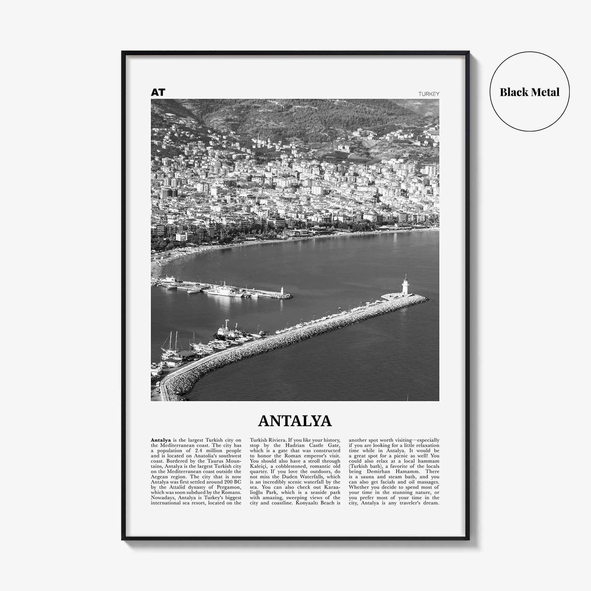 Antalya Print Black and White, Antalya Wall Art, Antalya Poster, Antalya Photo, Antalya Wall Décor, Turkey, Anatolia, Türkiye, Turkish