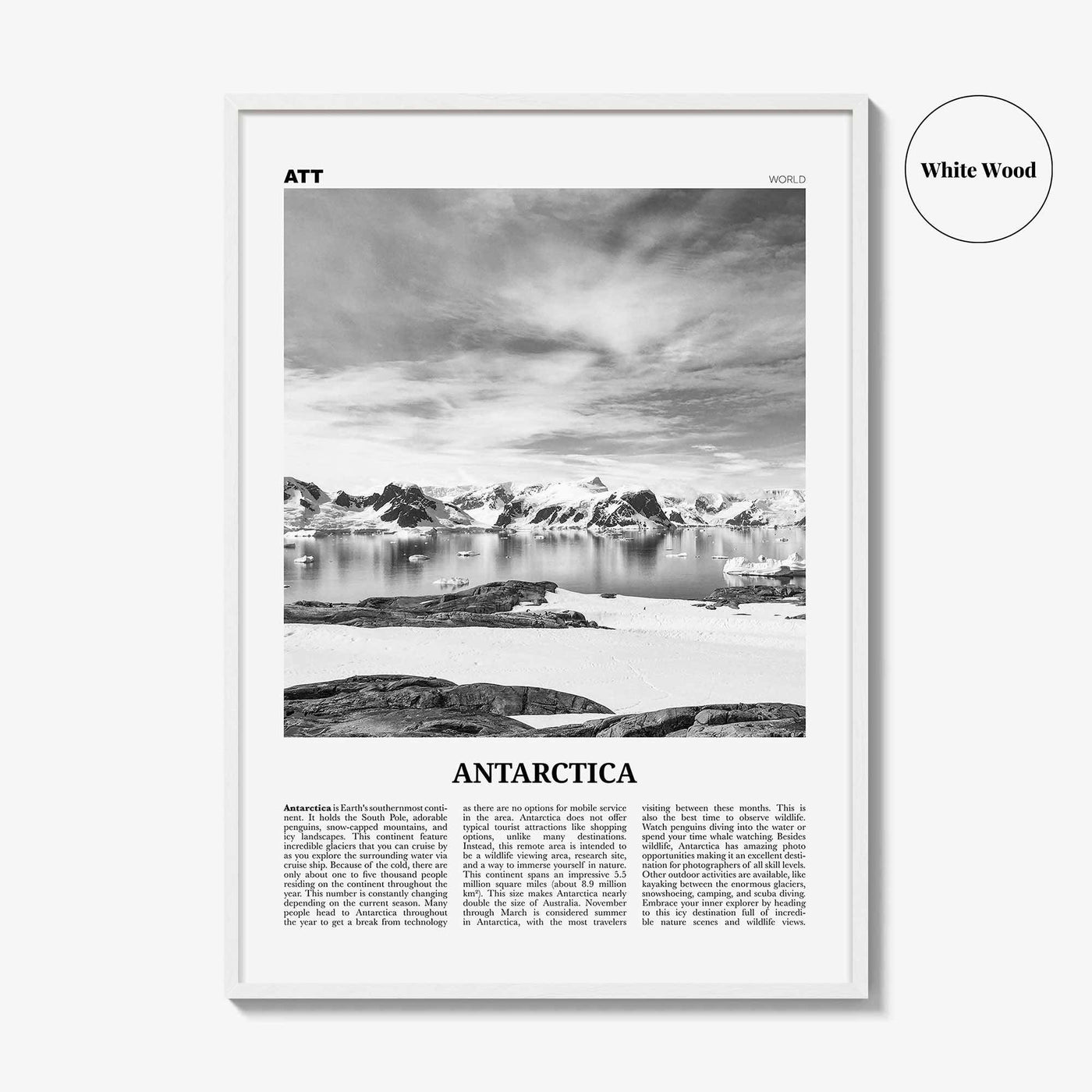 Antarctica Print Black and White, Antarctica Wall Art, Antarctica Poster, Antarctica Photo, Antarctica Wall Décor, Antarctica Map