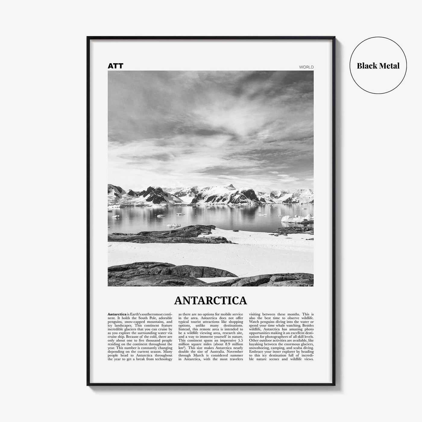 Antarctica Print Black and White, Antarctica Wall Art, Antarctica Poster, Antarctica Photo, Antarctica Wall Décor, Antarctica Map