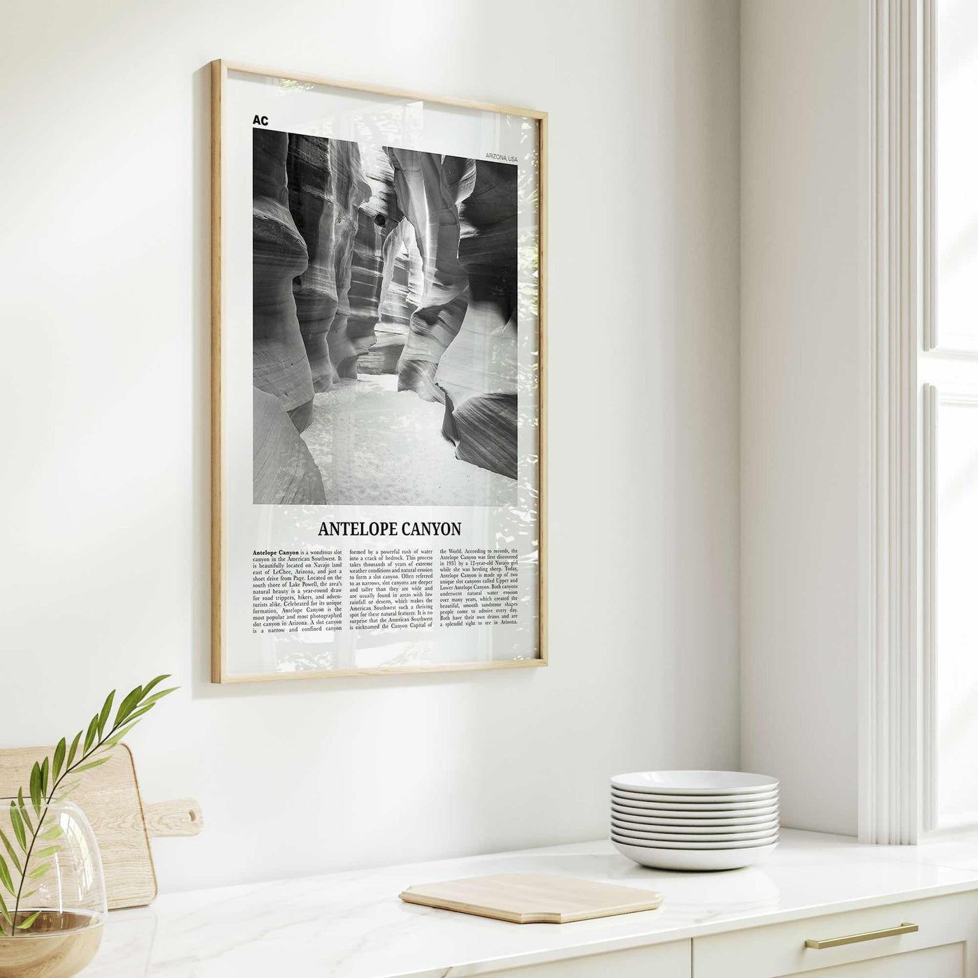 Antelope Canyon Print Black and White, Antelope Canyon Art, Antelope Canyon Poster, Antelope Canyon Photo, Wall Décor, Antelope Canyon Map