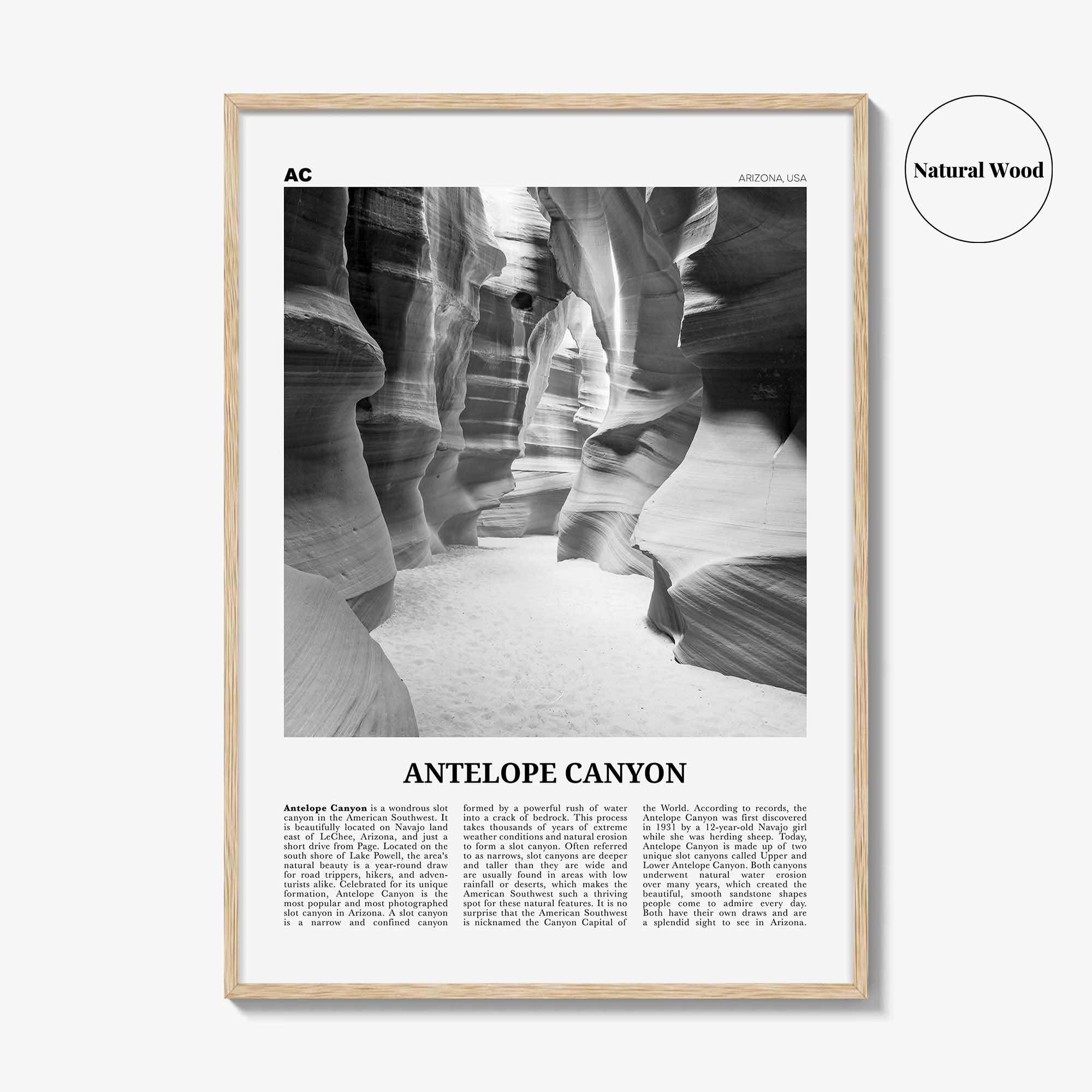 Antelope Canyon Print Black and White, Antelope Canyon Art, Antelope Canyon Poster, Antelope Canyon Photo, Wall Décor, Antelope Canyon Map