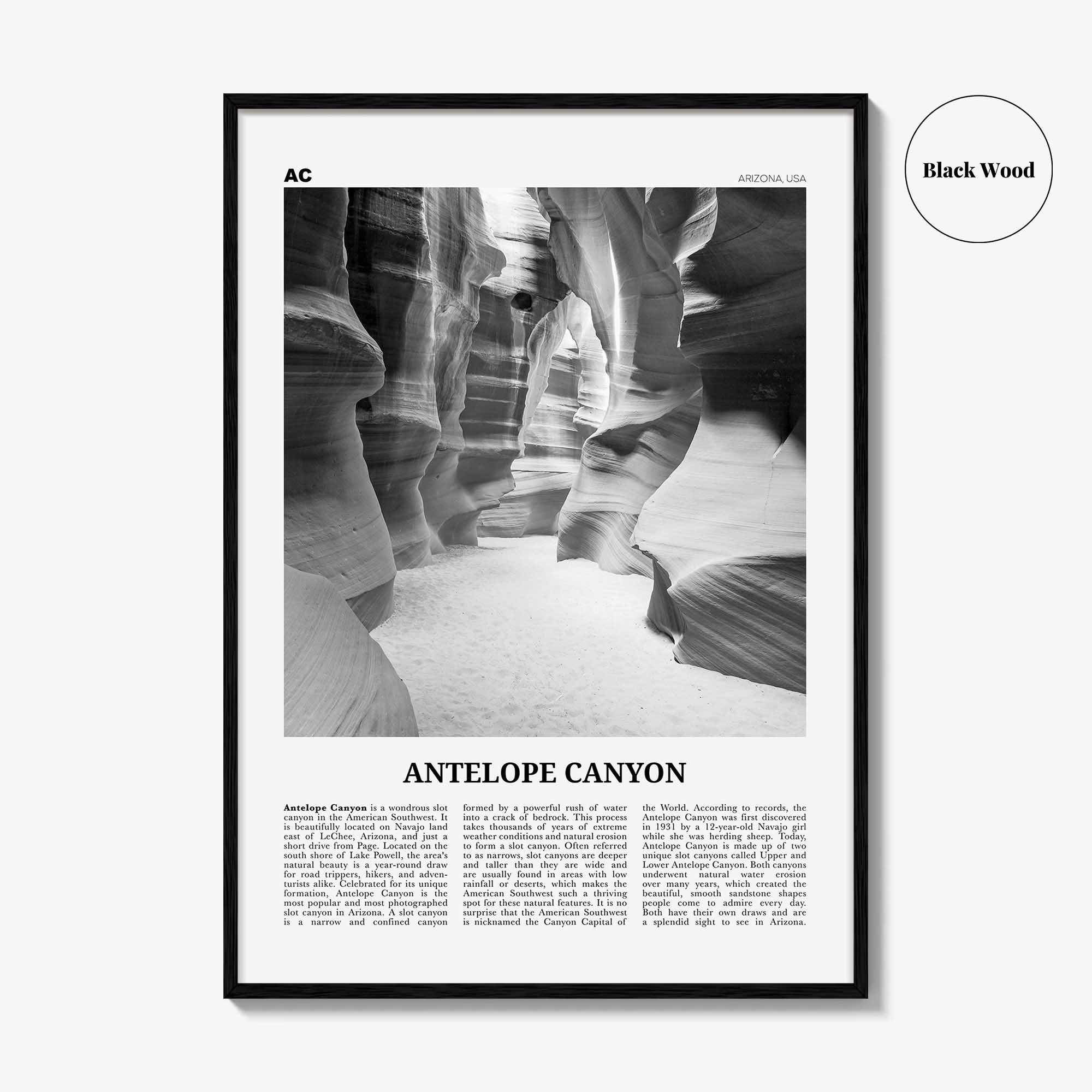 Antelope Canyon Print Black and White, Antelope Canyon Art, Antelope Canyon Poster, Antelope Canyon Photo, Wall Décor, Antelope Canyon Map