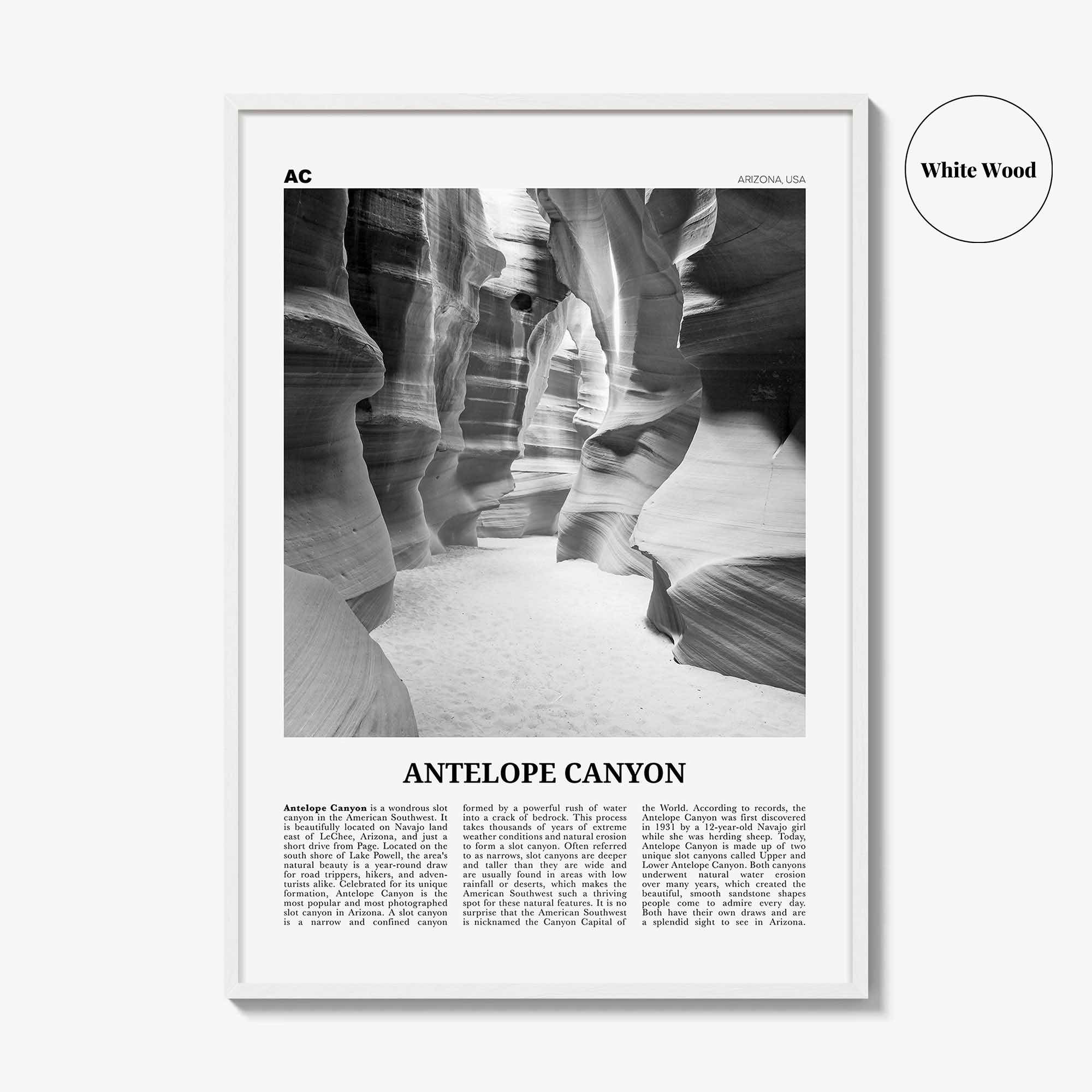 Antelope Canyon Print Black and White, Antelope Canyon Art, Antelope Canyon Poster, Antelope Canyon Photo, Wall Décor, Antelope Canyon Map