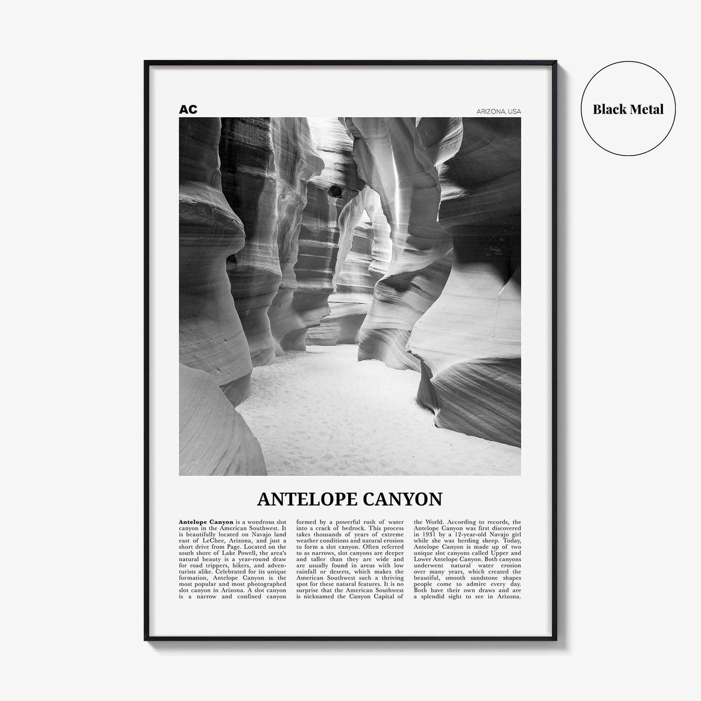 Antelope Canyon Print Black and White, Antelope Canyon Art, Antelope Canyon Poster, Antelope Canyon Photo, Wall Décor, Antelope Canyon Map