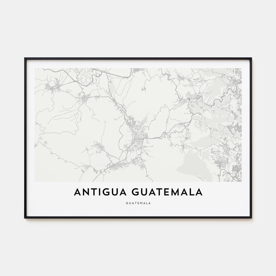 Antigua Guatemala Map Landscape Poster