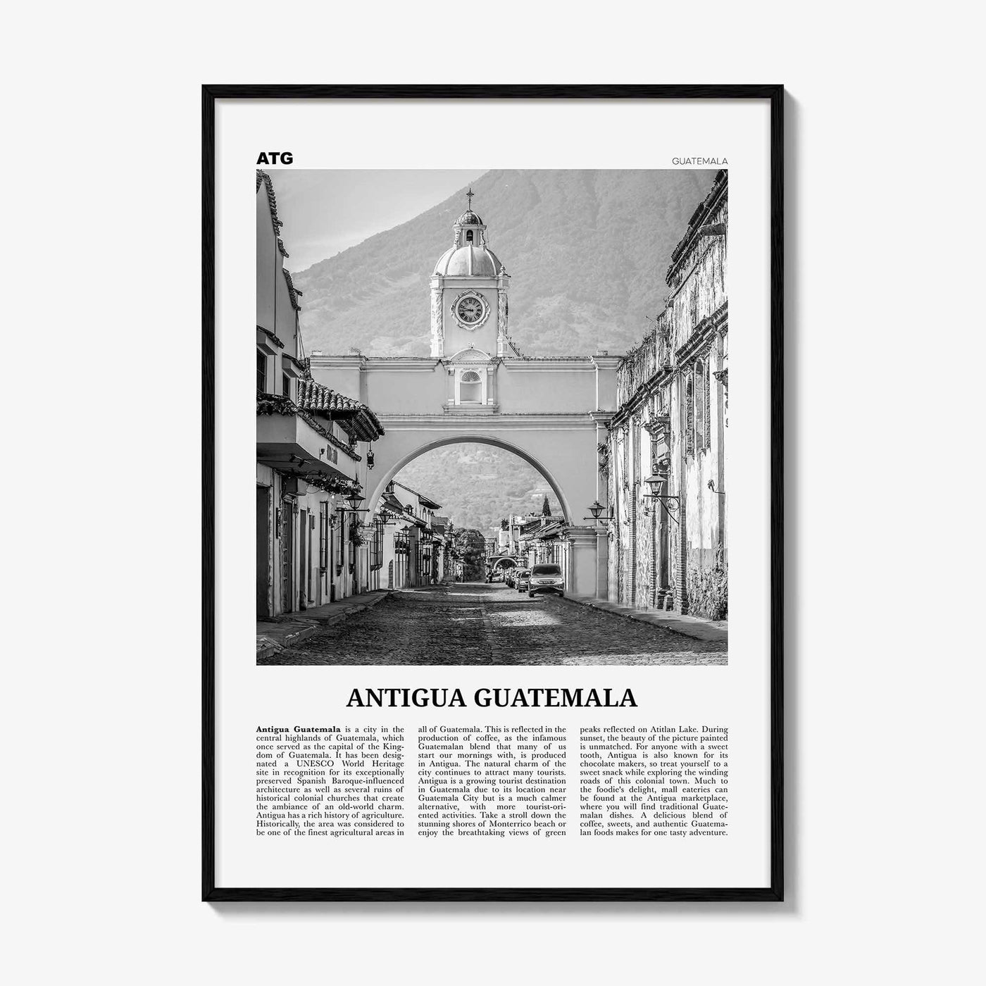 Antigua Guatemala Print Black and White, Antigua Guatemala Wall Art, Antigua Guatemala Poster, Antigua Guatemala Photo, Antigua Wall Décor