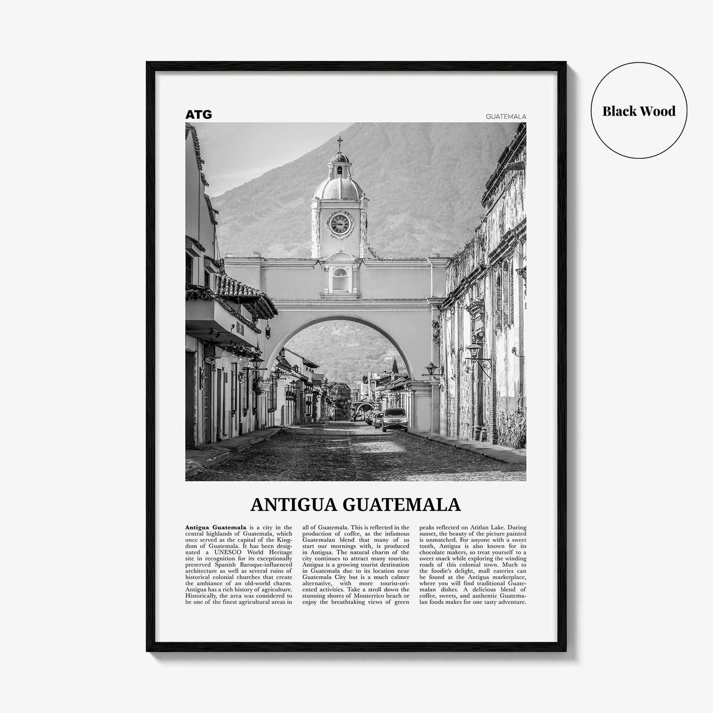 Antigua Guatemala Print Black and White, Antigua Guatemala Wall Art, Antigua Guatemala Poster, Antigua Guatemala Photo, Antigua Wall Décor