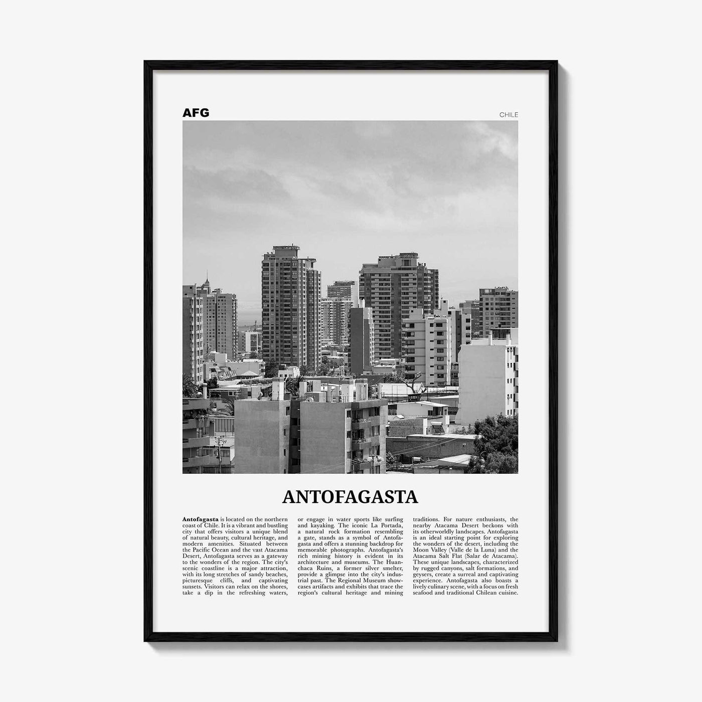 Antofagasta Print Black and White, Antofagasta Wall Art, Antofagasta Poster, Antofagasta Photo, Antofagasta Wall Décor, Antofagasta, Chile