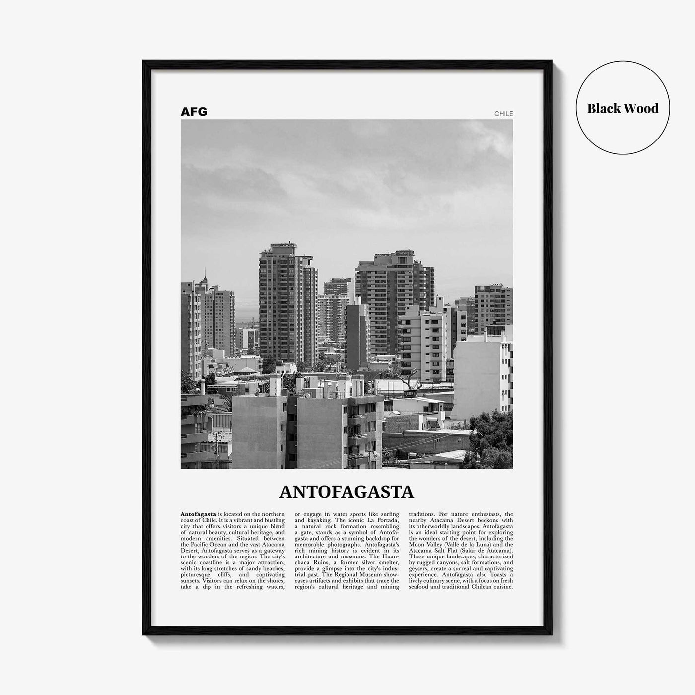 Antofagasta Print Black and White, Antofagasta Wall Art, Antofagasta Poster, Antofagasta Photo, Antofagasta Wall Décor, Antofagasta, Chile