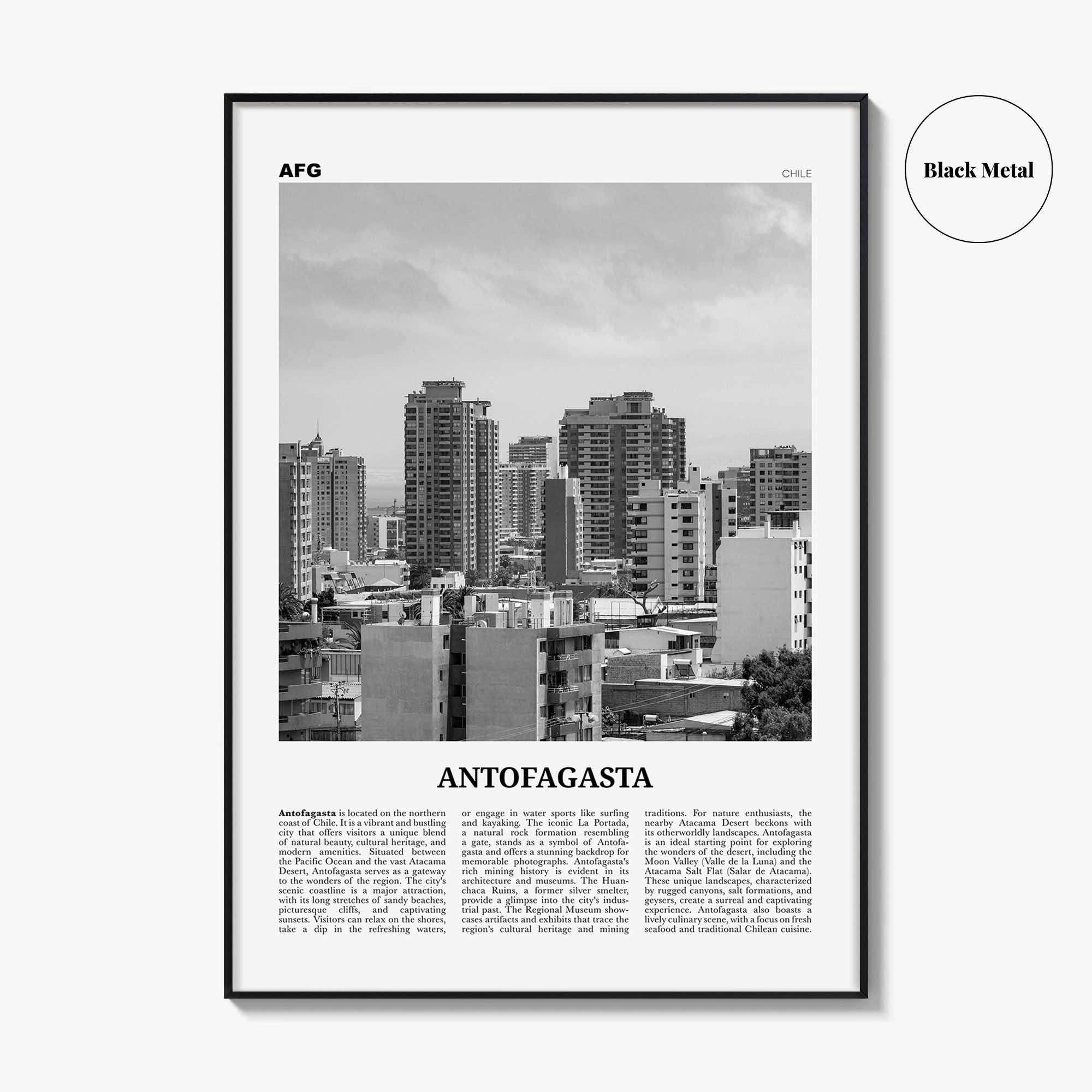 Antofagasta Print Black and White, Antofagasta Wall Art, Antofagasta Poster, Antofagasta Photo, Antofagasta Wall Décor, Antofagasta, Chile