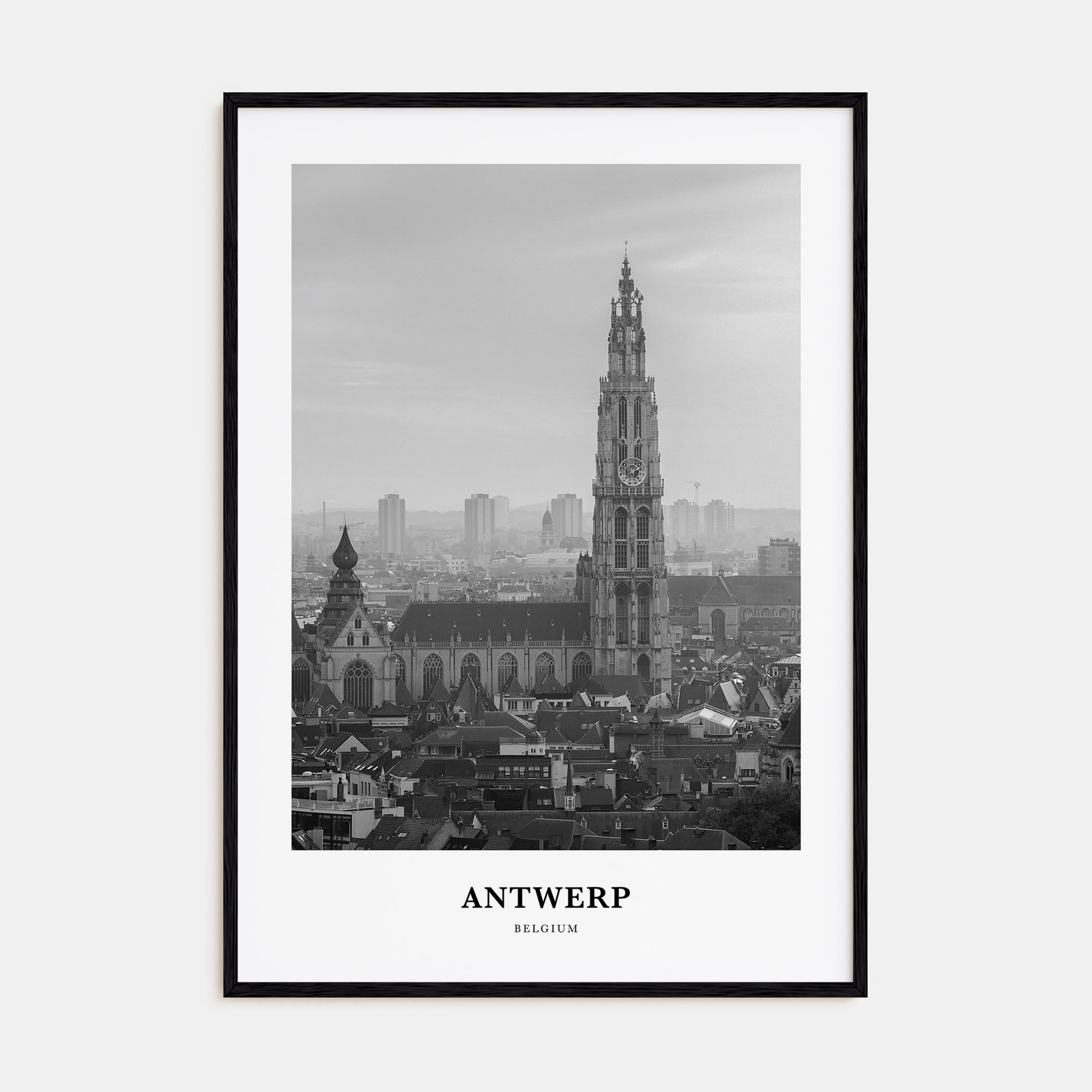 Antwerp Portrait B&W Poster