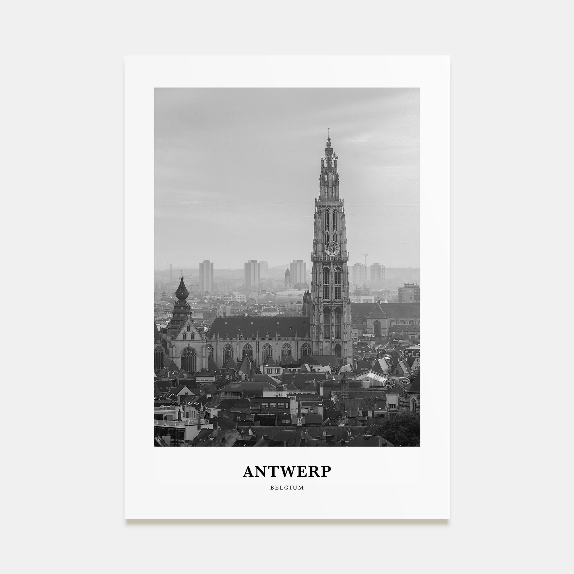 Antwerp Portrait B&W Poster