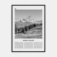 Aosta Valley Travel B&W Poster