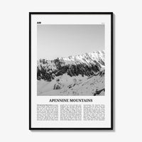 Apennine Mountains Print Black and White, Apennine Wall Art, Apennine Poster, Apennine Photo, Apennine Wall Décor, Apennine Map