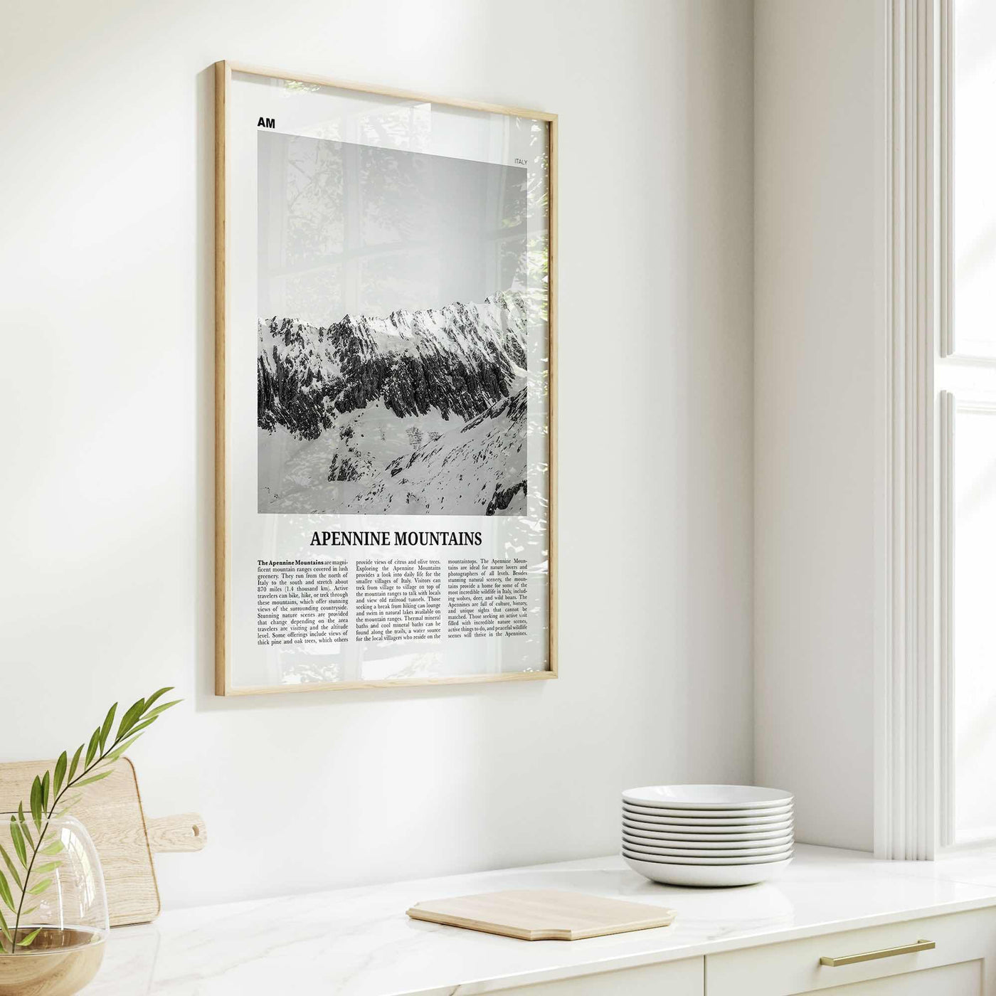 Apennine Mountains Print Black and White, Apennine Wall Art, Apennine Poster, Apennine Photo, Apennine Wall Décor, Apennine Map