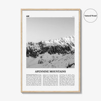 Apennine Mountains Print Black and White, Apennine Wall Art, Apennine Poster, Apennine Photo, Apennine Wall Décor, Apennine Map