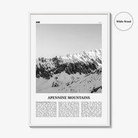 Apennine Mountains Print Black and White, Apennine Wall Art, Apennine Poster, Apennine Photo, Apennine Wall Décor, Apennine Map