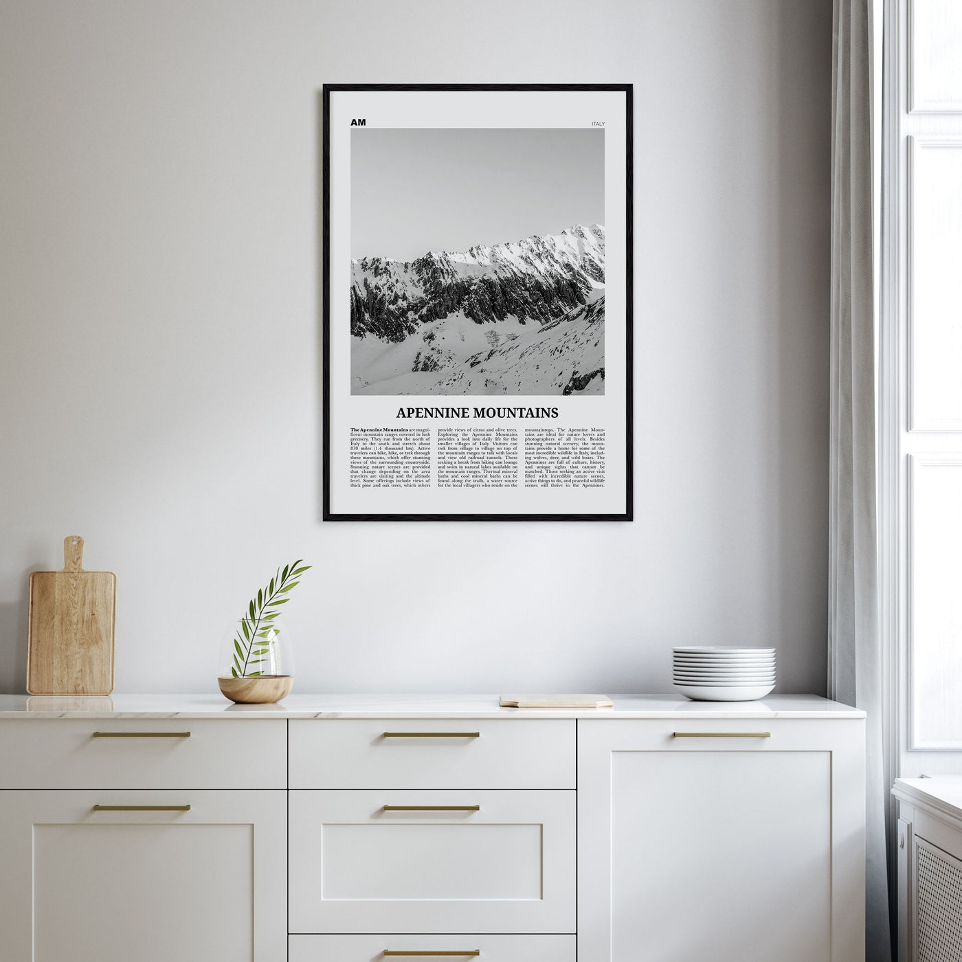 Apennine Mountains Travel B&W Poster