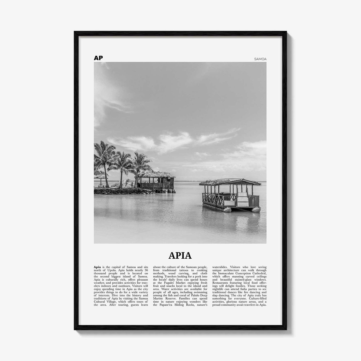Apia Print Black and White, Apia Wall Art, Apia Poster, Apia Photo, Apia Wall Décor, Apia Map, Samoa