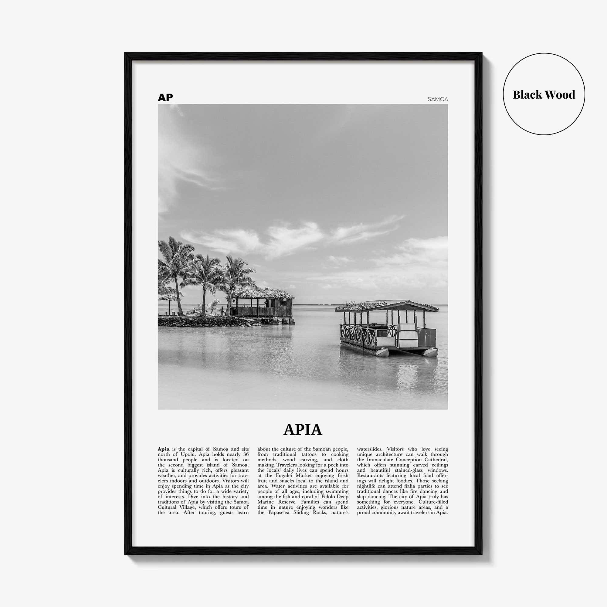 Apia Print Black and White, Apia Wall Art, Apia Poster, Apia Photo, Apia Wall Décor, Apia Map, Samoa
