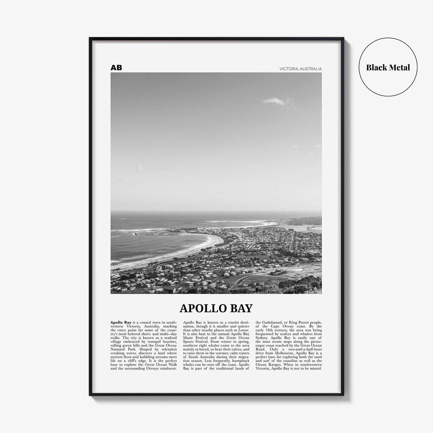 Apollo Bay Print Black and White, Apollo Bay Wall Art, Apollo Bay Poster, Apollo Bay Photo, Apollo Bay Wall Décor, Victoria, Australia