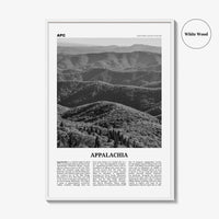 Appalachia Print Black and White, Appalachia Wall Art, Appalachia Poster, Appalachia Photo, Appalachia Map, Eastern United States