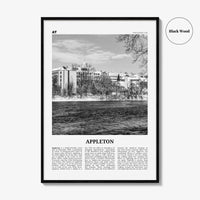 Appleton Print Black and White, Appleton Wall Art, Appleton Poster, Appleton Photo, Appleton Wall Décor, Appleton Map,  Wisconsin, USA