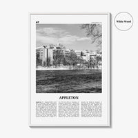 Appleton Print Black and White, Appleton Wall Art, Appleton Poster, Appleton Photo, Appleton Wall Décor, Appleton Map,  Wisconsin, USA