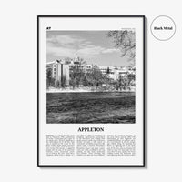 Appleton Print Black and White, Appleton Wall Art, Appleton Poster, Appleton Photo, Appleton Wall Décor, Appleton Map,  Wisconsin, USA