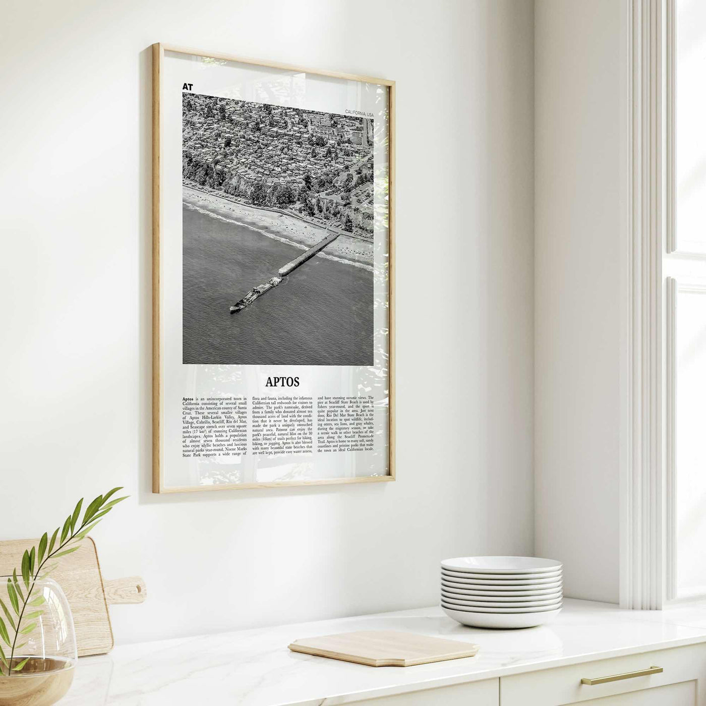 Aptos Print Black and White, Aptos Wall Art, Aptos Poster, Aptos Photo, Aptos Map, Aptos Wall Decor, California, USA, United States