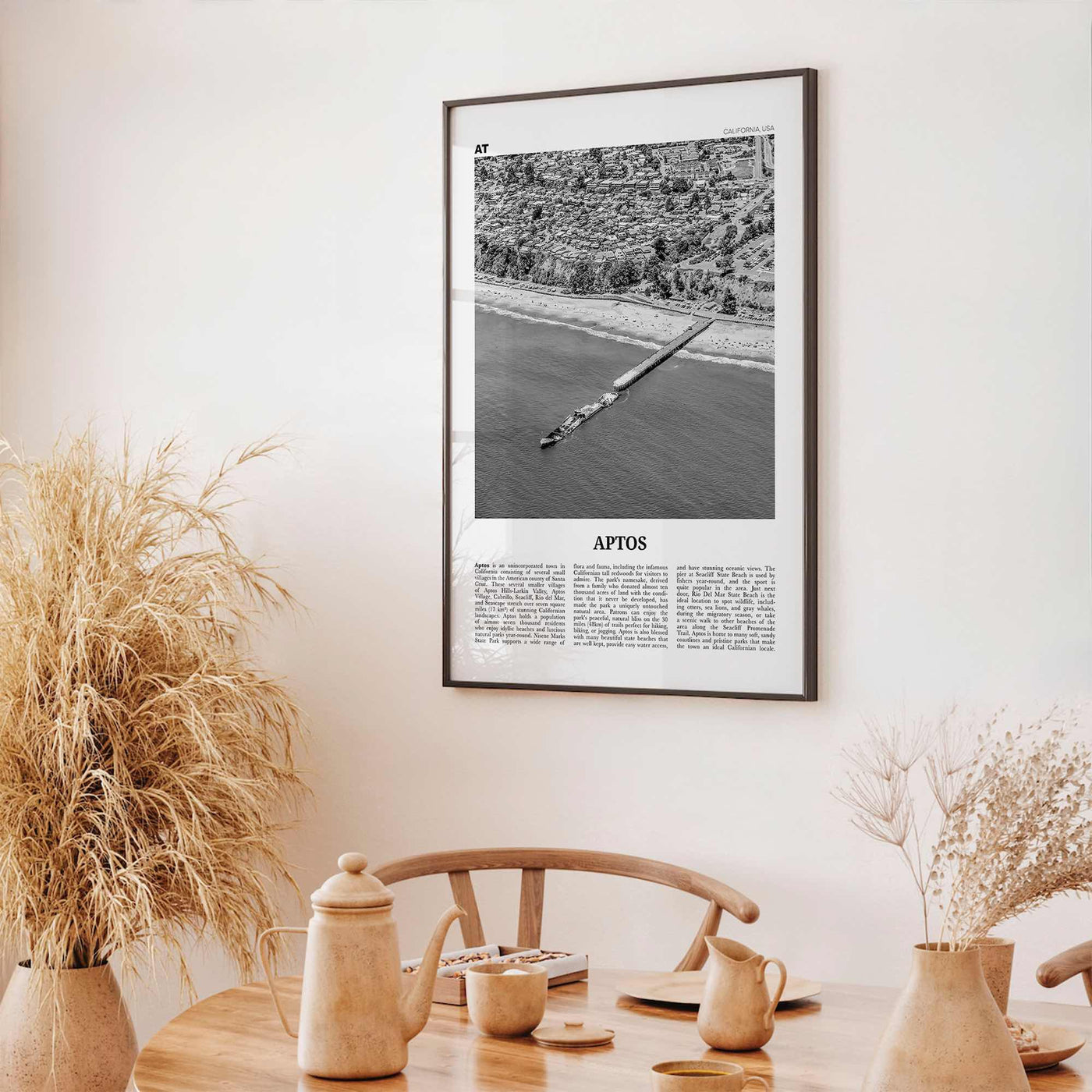 Aptos Print Black and White, Aptos Wall Art, Aptos Poster, Aptos Photo, Aptos Map, Aptos Wall Decor, California, USA, United States