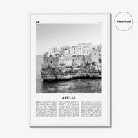 Apulia Print Black and White, Apulia Wall Art, Apulia Poster, Apulia Photo, Apulia Wall Décor, Apulia Map, Italy