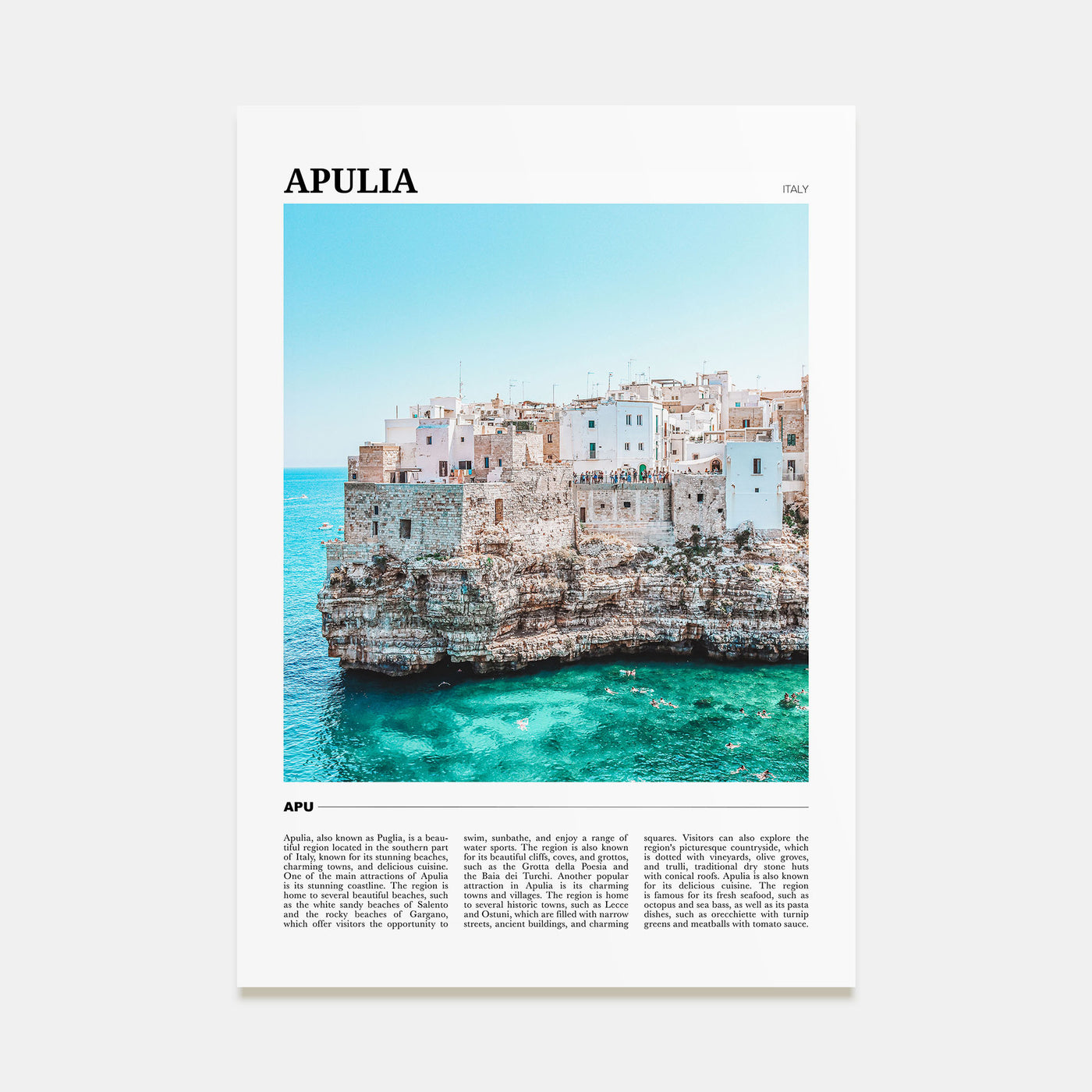 Apulia Travel Color Poster