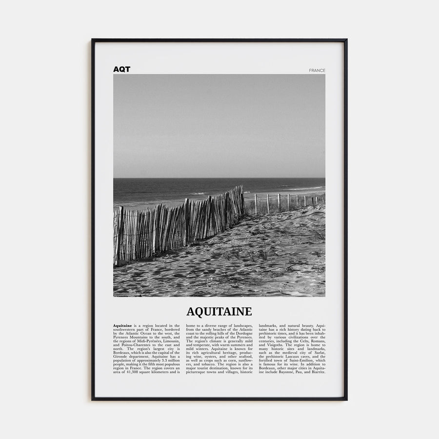 Aquitaine Travel B&W Poster